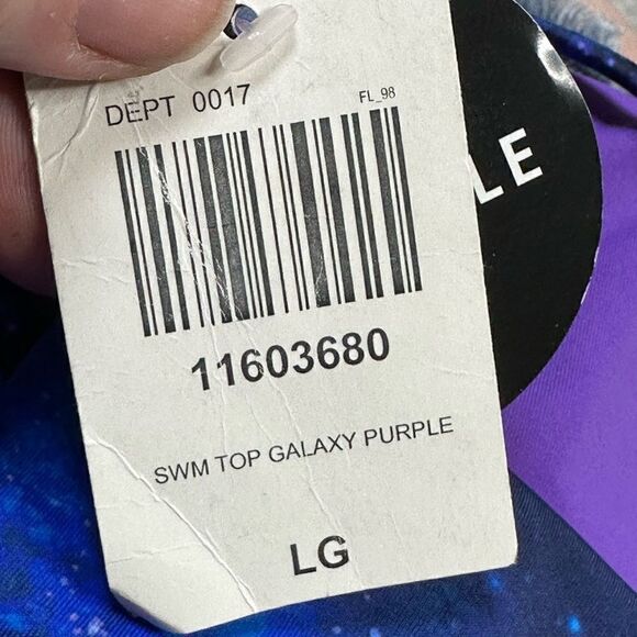 HOT TOPIC Galaxy Purple Lattice Reversible Swim Swimsuit Bikini Large NWT - Picture 10 of 13